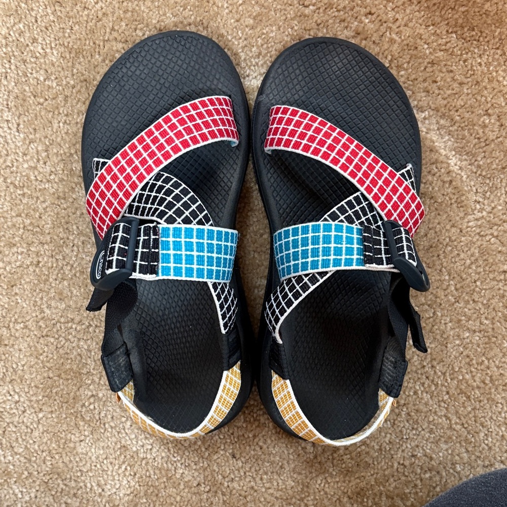 Chaco Sandals with Red, Blue, and Yellow Straps